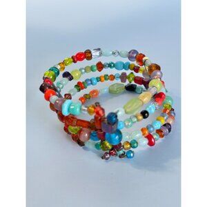 Handcrafted Multicolor Glass Beaded Wrap Bracelet